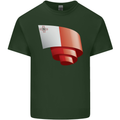 Curled Malta Flag Maltese Day Football Mens Cotton T-Shirt Tee Top Forest Green