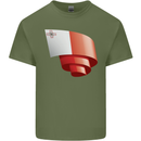 Curled Malta Flag Maltese Day Football Mens Cotton T-Shirt Tee Top Military Green