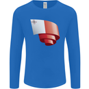 Curled Malta Flag Maltese Day Football Mens Long Sleeve T-Shirt Royal Blue