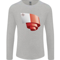 Curled Malta Flag Maltese Day Football Mens Long Sleeve T-Shirt Sports Grey