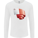 Curled Malta Flag Maltese Day Football Mens Long Sleeve T-Shirt White