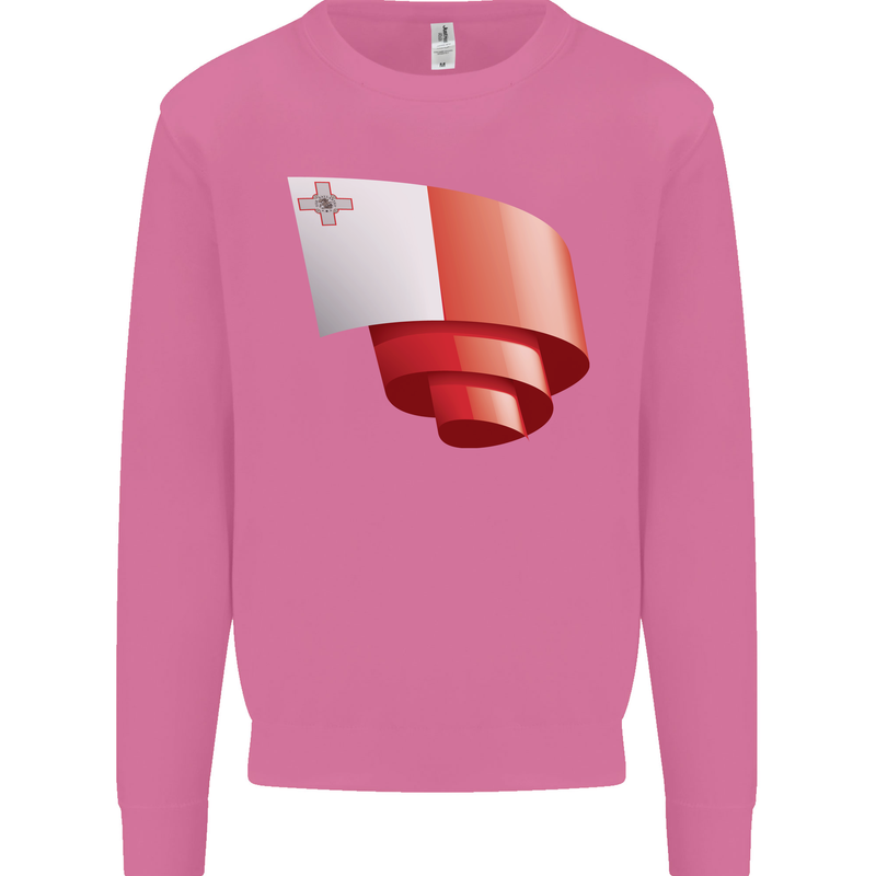 Curled Malta Flag Maltese Day Football Mens Sweatshirt Jumper Azalea