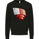 Curled Malta Flag Maltese Day Football Mens Sweatshirt Jumper Black