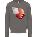 Curled Malta Flag Maltese Day Football Mens Sweatshirt Jumper Charcoal