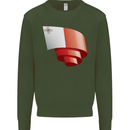 Curled Malta Flag Maltese Day Football Mens Sweatshirt Jumper Forest Green