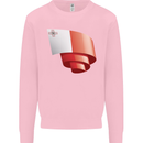 Curled Malta Flag Maltese Day Football Mens Sweatshirt Jumper Light Pink