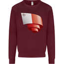 Curled Malta Flag Maltese Day Football Mens Sweatshirt Jumper Maroon
