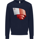 Curled Malta Flag Maltese Day Football Mens Sweatshirt Jumper Navy Blue
