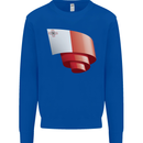 Curled Malta Flag Maltese Day Football Mens Sweatshirt Jumper Royal Blue