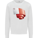 Curled Malta Flag Maltese Day Football Mens Sweatshirt Jumper White