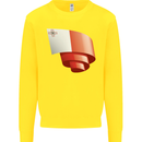 Curled Malta Flag Maltese Day Football Mens Sweatshirt Jumper Yellow