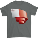 Curled Malta Flag Maltese Day Football Mens T-Shirt 100% Cotton Charcoal