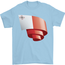 Curled Malta Flag Maltese Day Football Mens T-Shirt 100% Cotton Light Blue