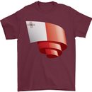 Curled Malta Flag Maltese Day Football Mens T-Shirt 100% Cotton Maroon