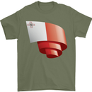 Curled Malta Flag Maltese Day Football Mens T-Shirt 100% Cotton Military Green
