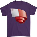 Curled Malta Flag Maltese Day Football Mens T-Shirt 100% Cotton Purple