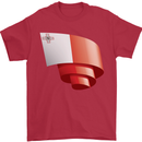 Curled Malta Flag Maltese Day Football Mens T-Shirt 100% Cotton Red