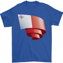 Curled Malta Flag Maltese Day Football Mens T-Shirt 100% Cotton Royal Blue