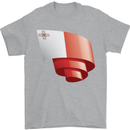 Curled Malta Flag Maltese Day Football Mens T-Shirt 100% Cotton Sports Grey