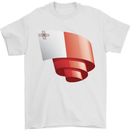 Curled Malta Flag Maltese Day Football Mens T-Shirt 100% Cotton White