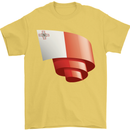 Curled Malta Flag Maltese Day Football Mens T-Shirt 100% Cotton Yellow