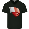 Curled Malta Flag Maltese Day Football Mens V-Neck Cotton T-Shirt Black