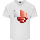 Curled Malta Flag Maltese Day Football Mens V-Neck Cotton T-Shirt White