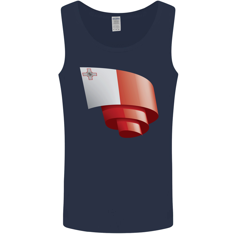 Curled Malta Flag Maltese Day Football Mens Vest Tank Top Navy Blue