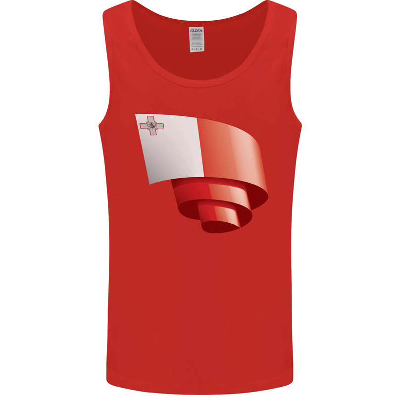 Curled Malta Flag Maltese Day Football Mens Vest Tank Top Red