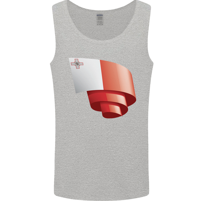 Curled Malta Flag Maltese Day Football Mens Vest Tank Top Sports Grey