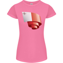 Curled Malta Flag Maltese Day Football Womens Petite Cut T-Shirt Azalea