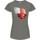 Curled Malta Flag Maltese Day Football Womens Petite Cut T-Shirt Charcoal