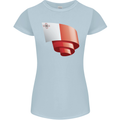 Curled Malta Flag Maltese Day Football Womens Petite Cut T-Shirt Light Blue