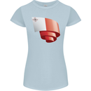 Curled Malta Flag Maltese Day Football Womens Petite Cut T-Shirt Light Blue