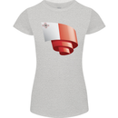 Curled Malta Flag Maltese Day Football Womens Petite Cut T-Shirt Sports Grey