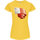 Curled Malta Flag Maltese Day Football Womens Petite Cut T-Shirt Yellow