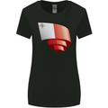 Curled Malta Flag Maltese Day Football Womens Wider Cut T-Shirt Black