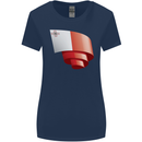 Curled Malta Flag Maltese Day Football Womens Wider Cut T-Shirt Navy Blue