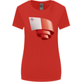 Curled Malta Flag Maltese Day Football Womens Wider Cut T-Shirt Red