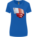 Curled Malta Flag Maltese Day Football Womens Wider Cut T-Shirt Royal Blue