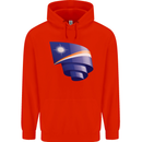 Curled Marshall Islands Flag Day Football Childrens Kids Hoodie Bright Red