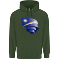 Curled Marshall Islands Flag Day Football Childrens Kids Hoodie Forest Green