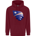 Curled Marshall Islands Flag Day Football Childrens Kids Hoodie Maroon