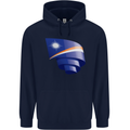 Curled Marshall Islands Flag Day Football Childrens Kids Hoodie Navy Blue