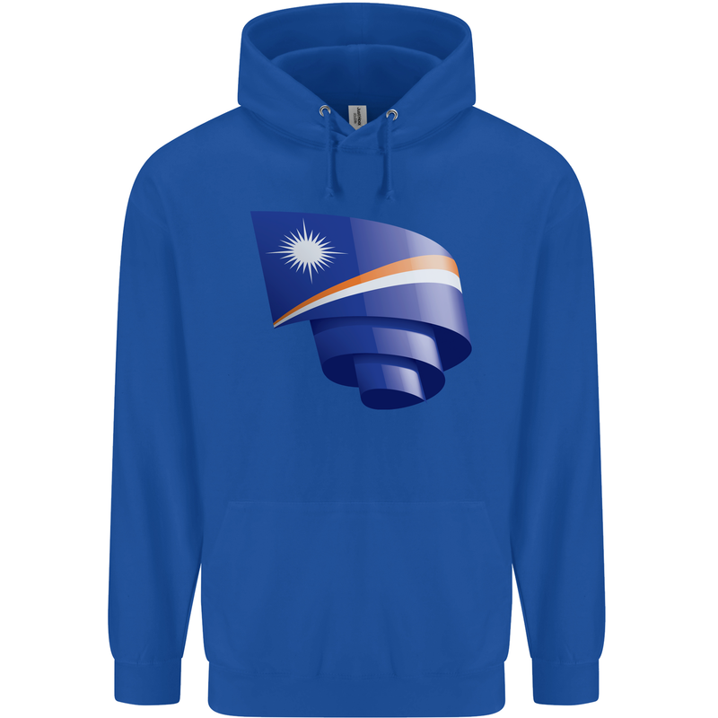 Curled Marshall Islands Flag Day Football Childrens Kids Hoodie Royal Blue
