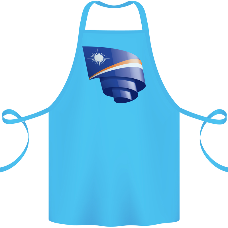 Curled Marshall Islands Flag Day Football Cotton Apron 100% Organic Turquoise