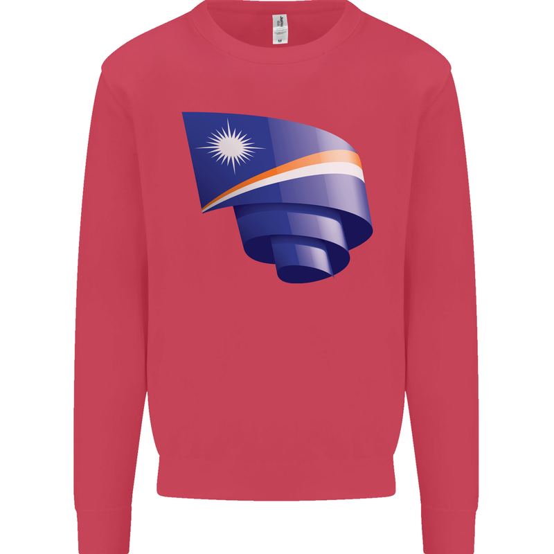 Curled Marshall Islands Flag Day Football Kids Sweatshirt Jumper Heliconia