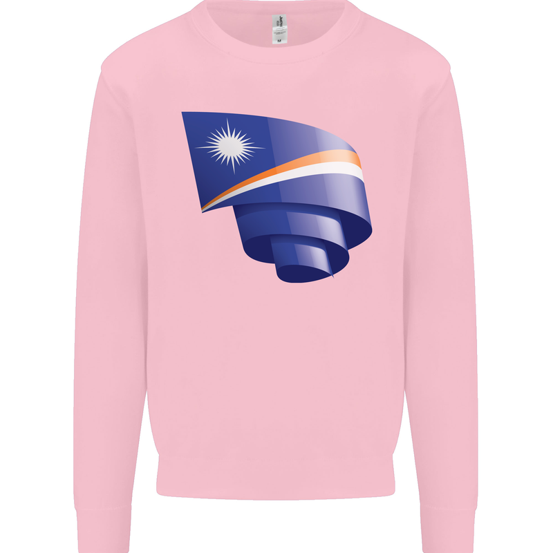 Curled Marshall Islands Flag Day Football Kids Sweatshirt Jumper Light Pink