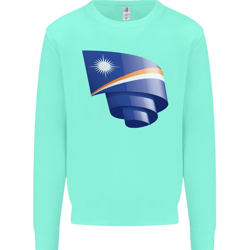 Curled Marshall Islands Flag Day Football Kids Sweatshirt Jumper Peppermint