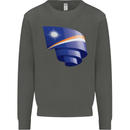 Curled Marshall Islands Flag Day Football Kids Sweatshirt Jumper Storm Grey